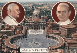 St. Peter's Square, Rome with Popes Pius XII & John XXIII Postcard