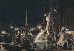 Piazza Navona Notturno, Rome Postcard
