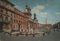 Piazza Navona Fountain of Four Rivers Obelisk, Roma Postcard