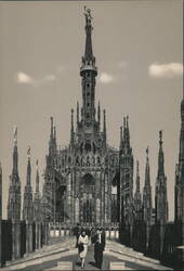Milano Duomo Cathedral La Madonnina Spire, People Postcard