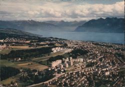 Lausanne Aerial View, Lake Geneva and Alps Postcard
