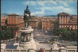 Piazza Venezia, Equestrian Statue, City View Postcard