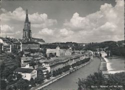 Bern Münster and Aare River Postcard