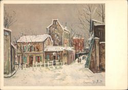 Maurice Utrillo: Le Cabaret du Lapin agile, Snowy Scene Postcard