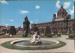 Vienna Museum & Maria-Theresia Monument Fountain Postcard