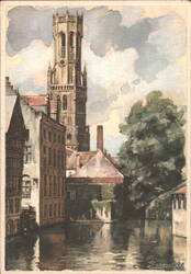 Brugge Rozenhoedkaai Quai du Rosaire Canal Scene Postcard