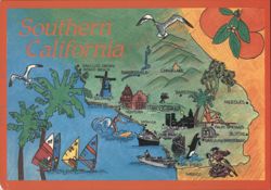 Southern California Illustrated Map Postcard