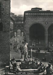 Firenze Piazza della Signoria Neptune's Fountain Postcard