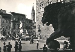 Piazza della Signoria, Lion Statue, Florence Postcard