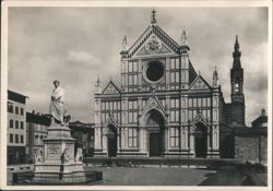 Basilica S. Croce (Matas 1863 Facade) & Dante Monument Postcard