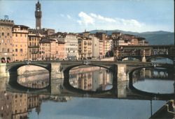 Florence, Ponte Santa Trinita, Arno River, Clock Tower Postcard