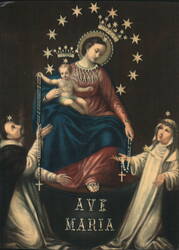 Virgin Mary, Child Jesus, Saints, Ave Maria Rosario Postcard