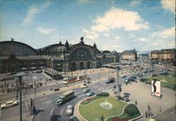 Frankfurt Hauptbahnhof, Plaza, Tram, Cars Postcard