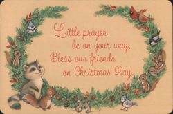 Christmas Prayer Wreath Animals, Bless Our Friends Postcard