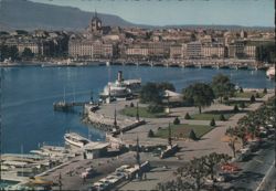 Genève Vue générale Quai du Mont Blanc la Rade et la Ville Postcard