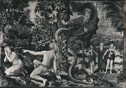 Adam and Eve Flemish Tapestry, Galleria Accademia, Florence Postcard