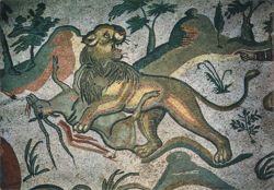 Piazza Armerina Mosaic: Lion Attacking Prey Postcard