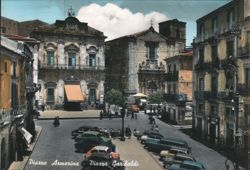 Piazza Armerina, Garibaldi Square, Street Scene Postcard