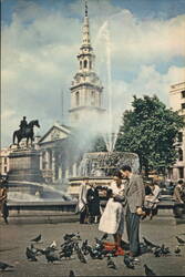 London: Trafalgar Square Fountain & St Martin-in-the-Fields Postcard