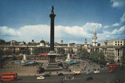 Trafalgar Square, Nelson's Column, National Gallery, London Postcard