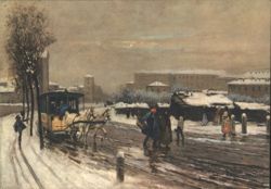 Winter at Porta Ticinese, Milan by Mose Bianchi 1888 Postcard
