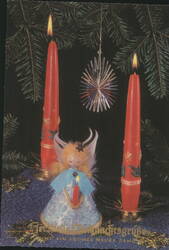 Christmas Candles, Angel, Star, Herzliche Weihnachtsgrüße Postcard