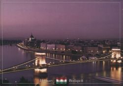 Budapest Chain Bridge & Parliament Building at Dusk Postcard