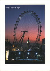 The London Eye at Dusk with Big Ben, London Postcard