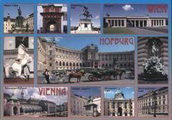 Vienna Sights Collage, Hofburg, Burgtor, Lipizzaner Postcard