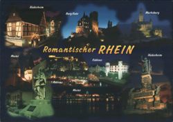 Romantischer Rhein: Rüdesheim, Burg Katz, Marksburg, Mainz, Koblenz Postcard