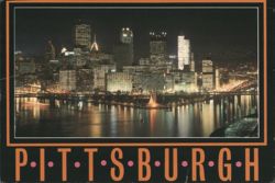Pittsburgh Golden Triangle Nightfall Skyline Postcard
