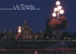Victoria BC Legislative Buildings Night View Chrome Postcard Postcard