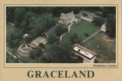 Graceland Mansion Aerial View, Meditation Garden Postcard