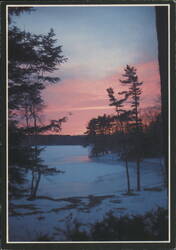 Winter Sunset View from CORK N. HEARTH Restaurant, Laurel Lake Postcard