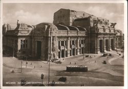 Milano Stazione Centrale Lato Destro Tram Street Scene Postcard