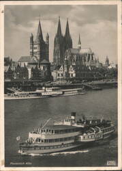 Cologne Cathedral, Rhine River, Boats, Hansestadt Köln Postcard