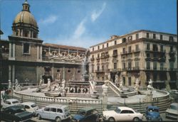 Palermo Piazza Pretoria Fountain, Italy Postcard