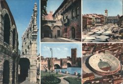 Verona Multi-View: Arena, Castelvecchio Bridge, Piazza Erbe Postcard