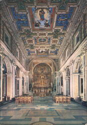 Basilica S. Maria Nova Interior, Coffered Painted Ceiling Postcard