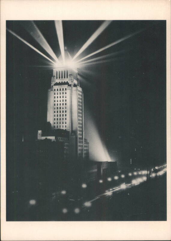 Los Angeles City Hall Opening Night 1928 Searchlights California