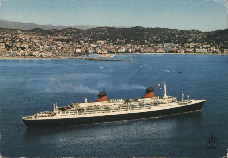 SS France Liner in Cannes Bay, French Riviera C. GEAY