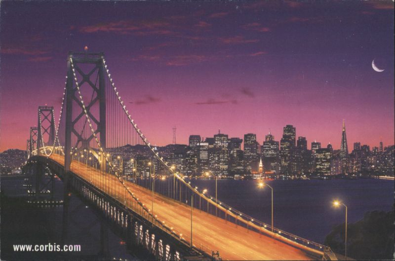 Golden Gate Bridge & San Francisco Skyline at Night California