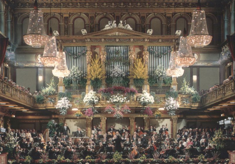 Vienna Musikverein Grand Hall, Orchestra, Chandeliers Austria
