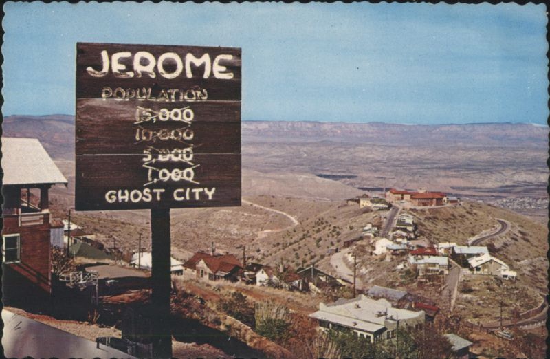 Jerome Ghost City Population Sign, Arizona