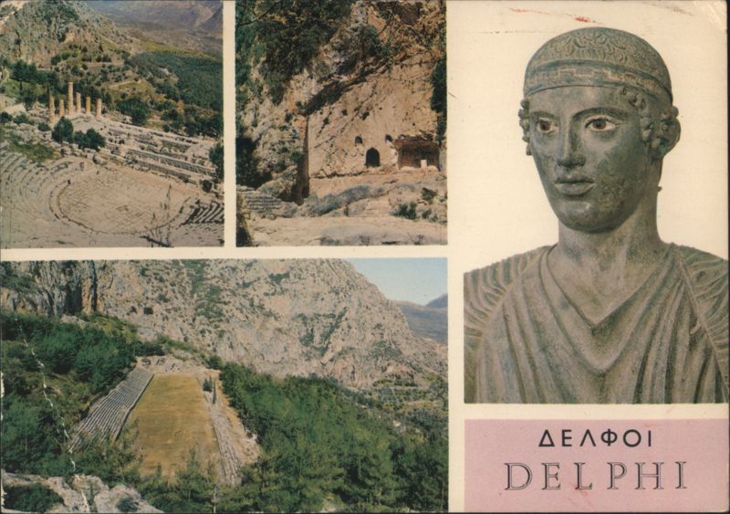 Delphi Ancient Ruins, Stadium, Theatre, Bust Greece