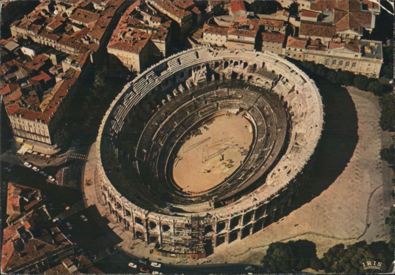 Nîmes Arenas Aerial View, 1st Century A.D. Nimes France