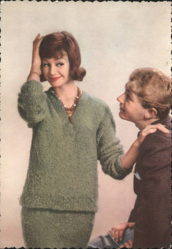 Two women, green sweater, fashion, garment making challenges