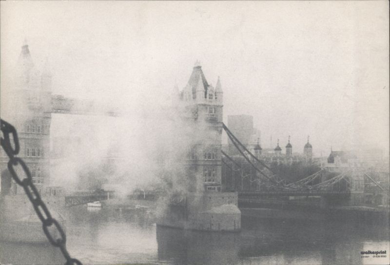 Tower Bridge London, Misty River Thames Scene United Kingdom