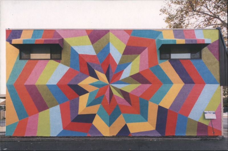 Colorful Geometric Star Pattern Mural by Kristin Farr San Jose California