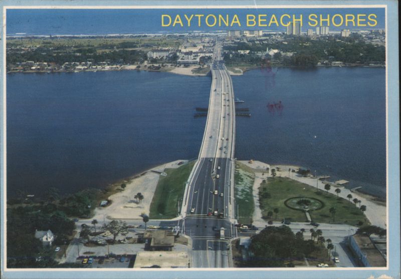 Daytona Beach Shores Bridge, Atlantic Ocean Aerial View Florida